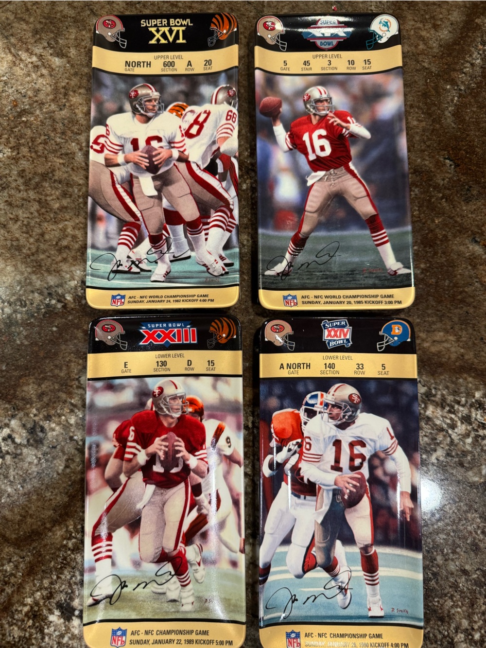 Joe Montana Ticket to Glory Super Bowl Plate Lot XXI XXII XXIII XXIV 49ers